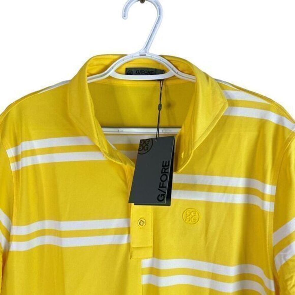 G/FORE Yellow and White Striped Men's Polo